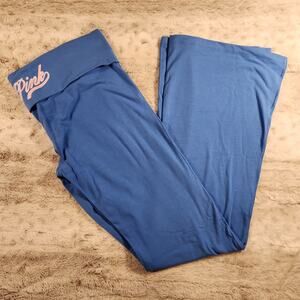 VS PINK Limited Edition Blue Charge Cotton Modal Foldover Flare Leggings - M